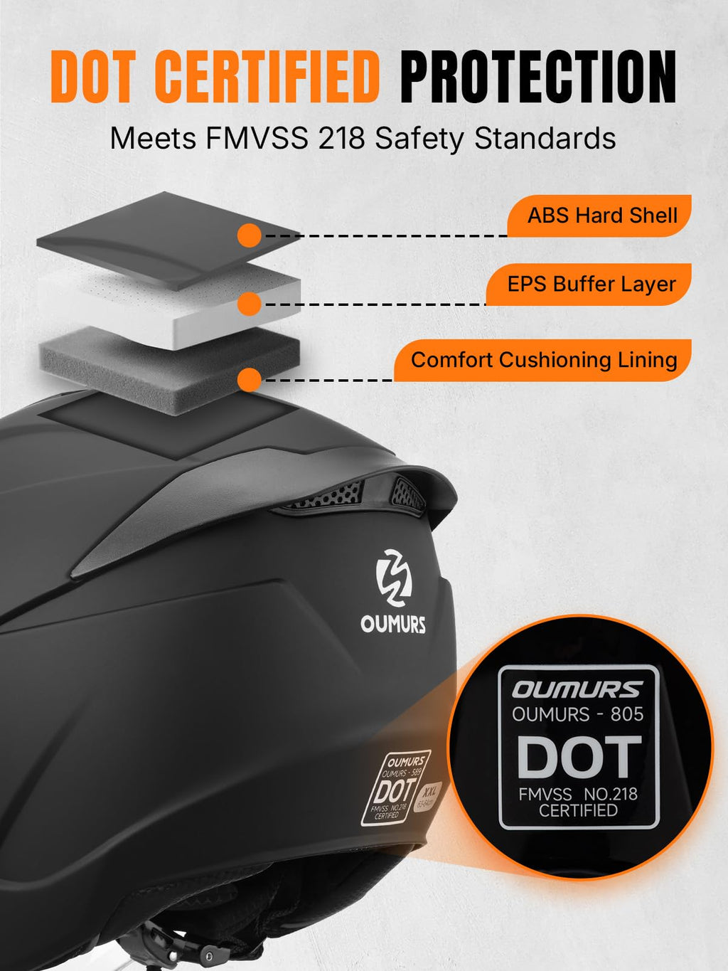 3/4 Motorcycle Helmet DOT Approved Open Face C9533