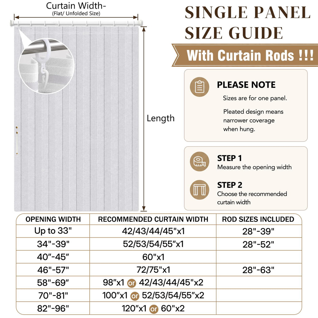 Blackout Magnetic Door Curtain with Curtain Rods 42 W x 78 L White N306927