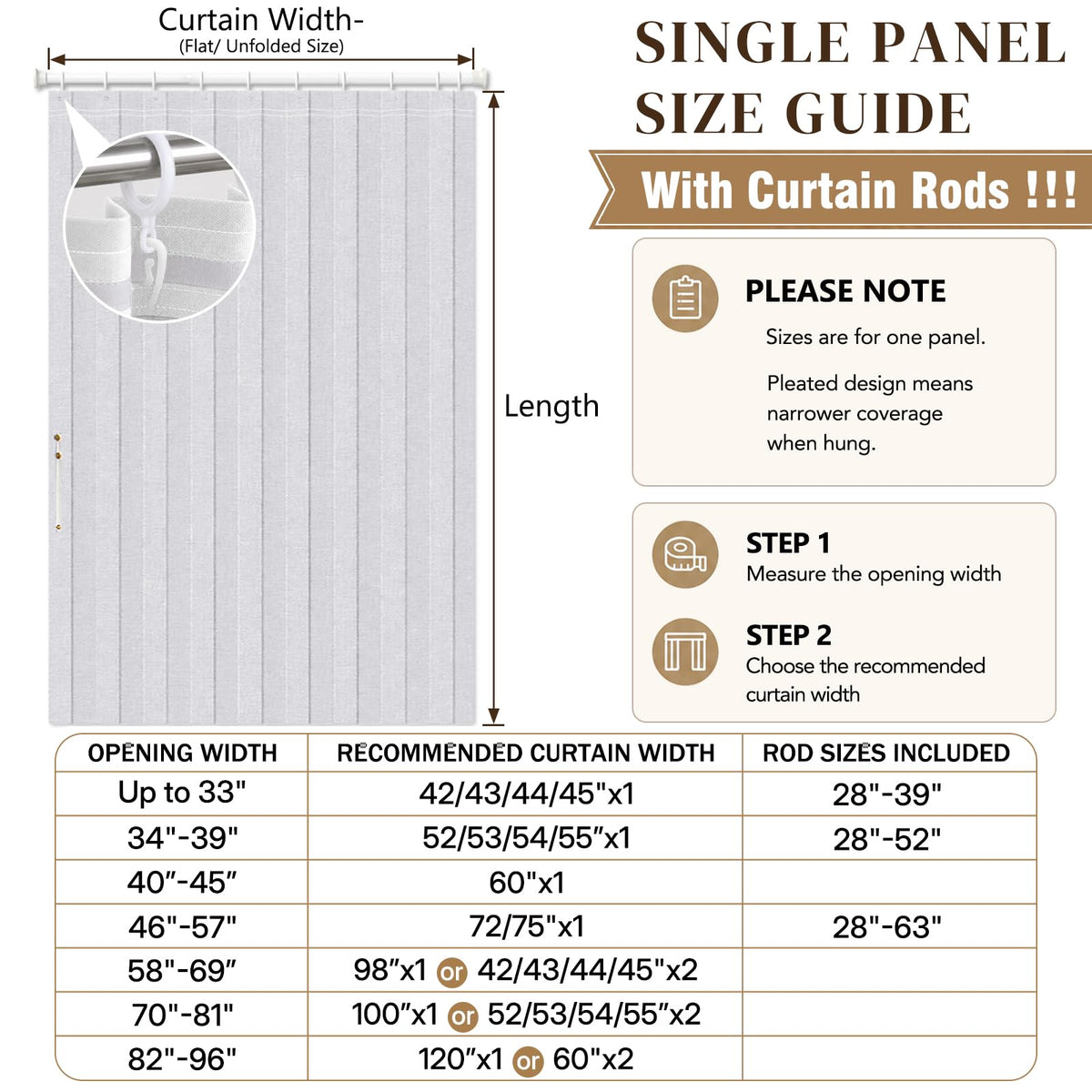 Blackout Magnetic Door Curtain with Curtain Rods 42 W x 78 L White N306927