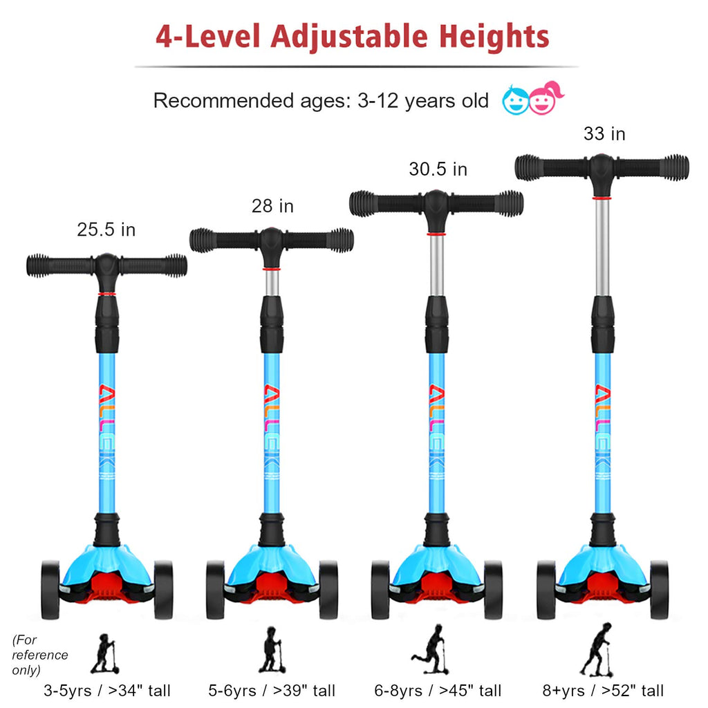 Kick Scooter with Light-Up Wheels and Adjustable Heights D2618