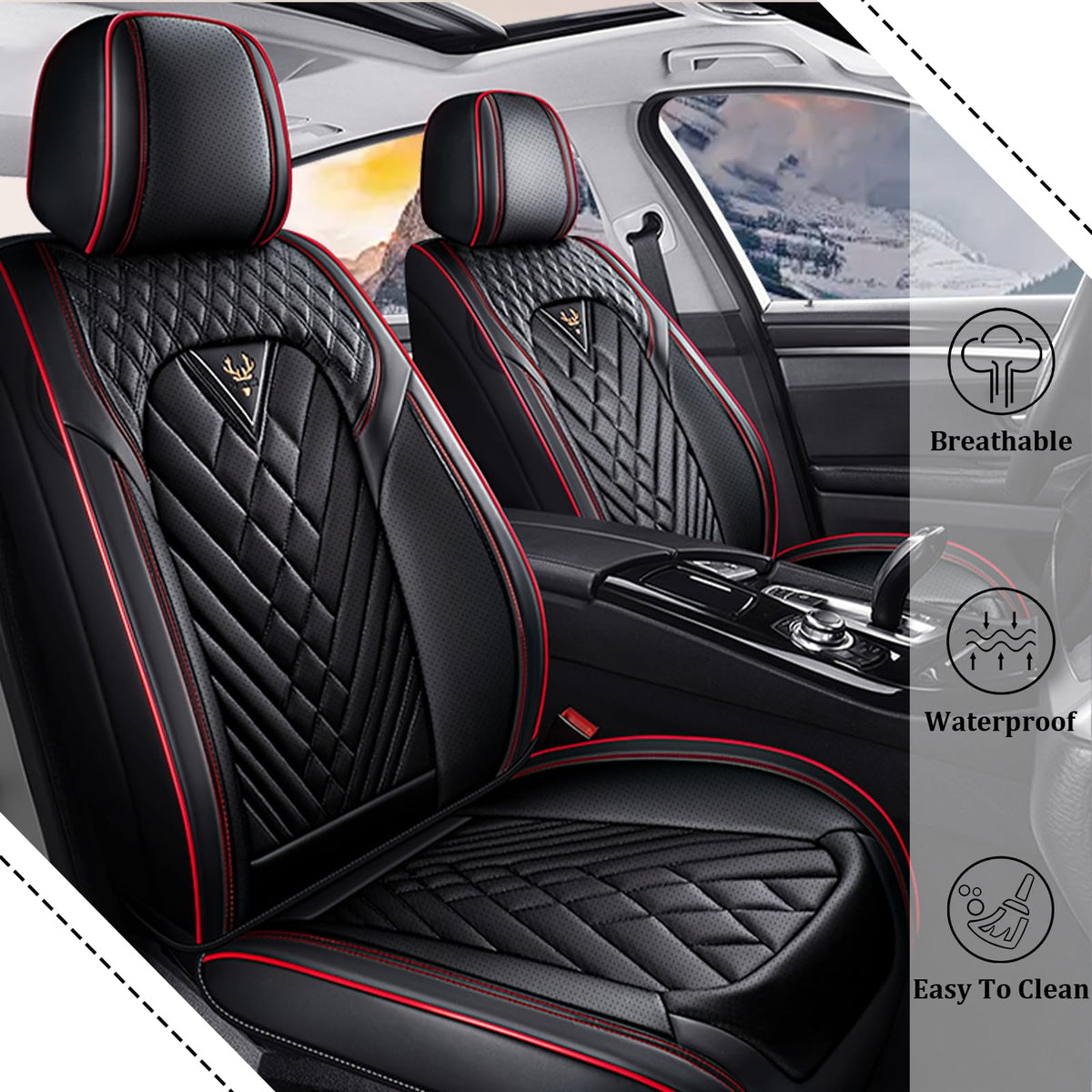 Waterproof Nappa Leather Full Set Car Seat Covers Y319790