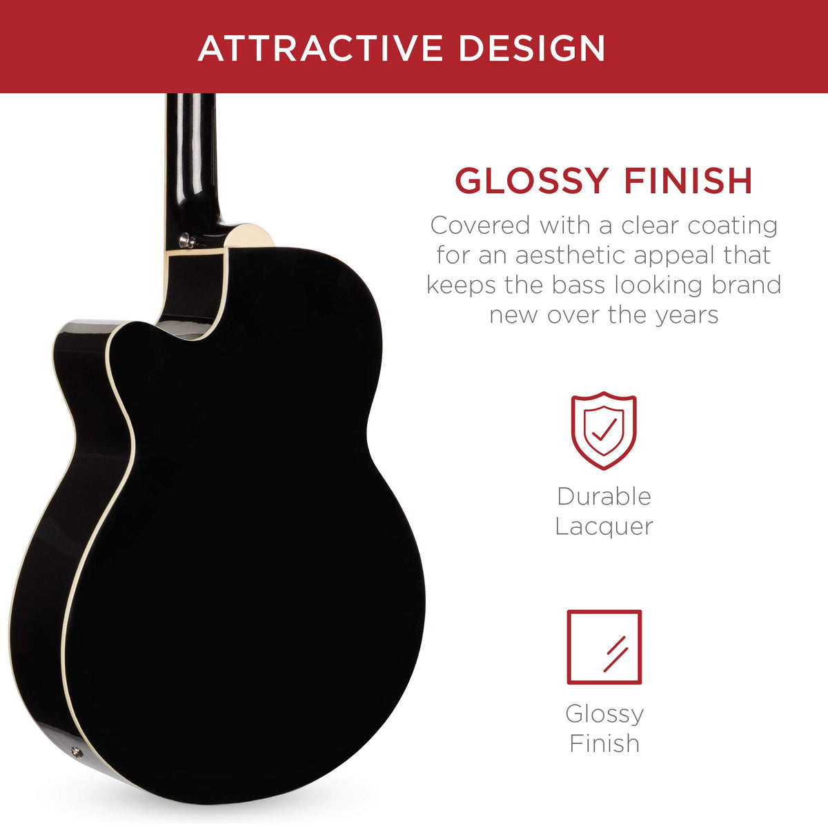 Full Size 4 String Black Acoustic Electric Bass Guitar N14620