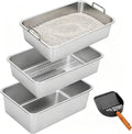 Extra Large Stainless Steel Sifting Cat Litter Box with Dual Handles U493080
