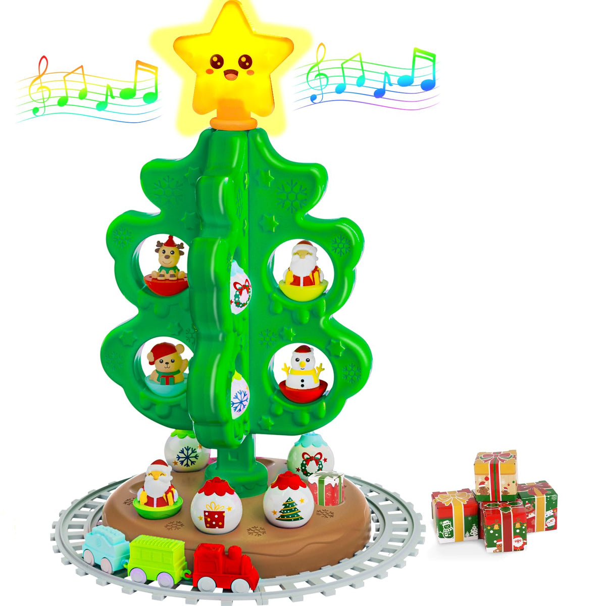 Light Up Musical Christmas Tree Toy Set with Ornaments J80337