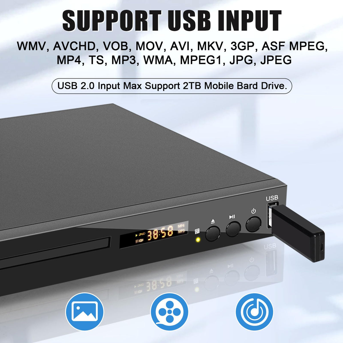 Blu Ray DVD CD Player with HDMI AV Coaxial Output B213