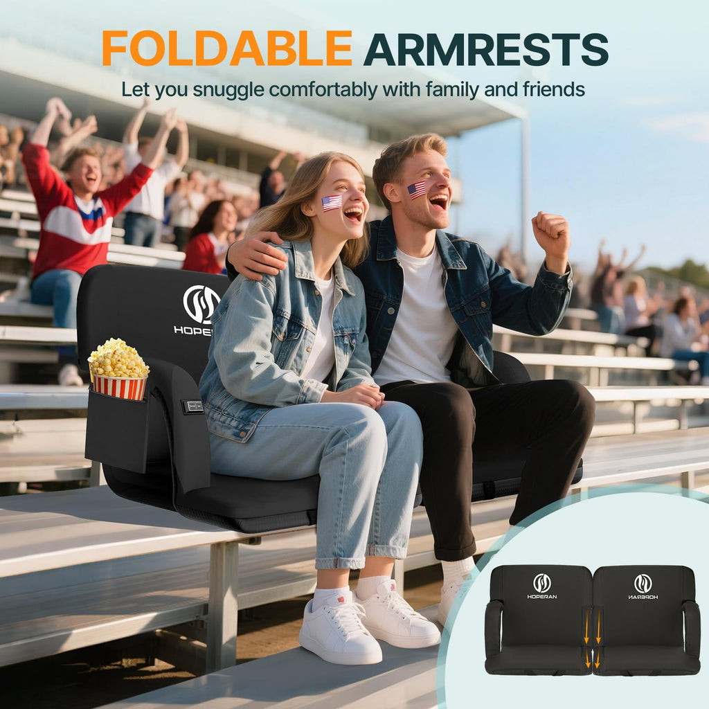 Black Heated Stadium Seats for Bleachers, 2 PCS Q994569