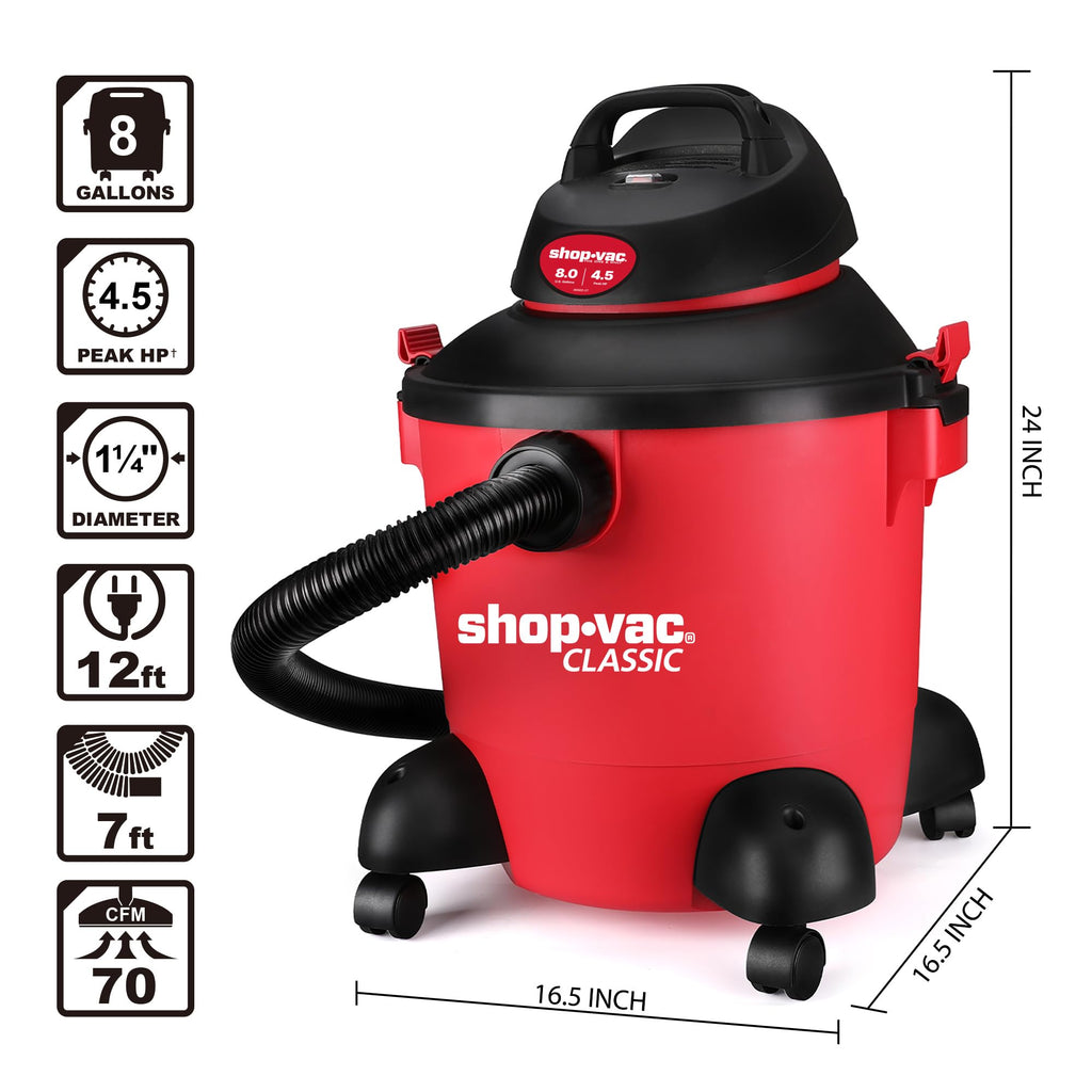 8 Gallon 4.5-Peak HP Wet/Dry Vacuum T89392