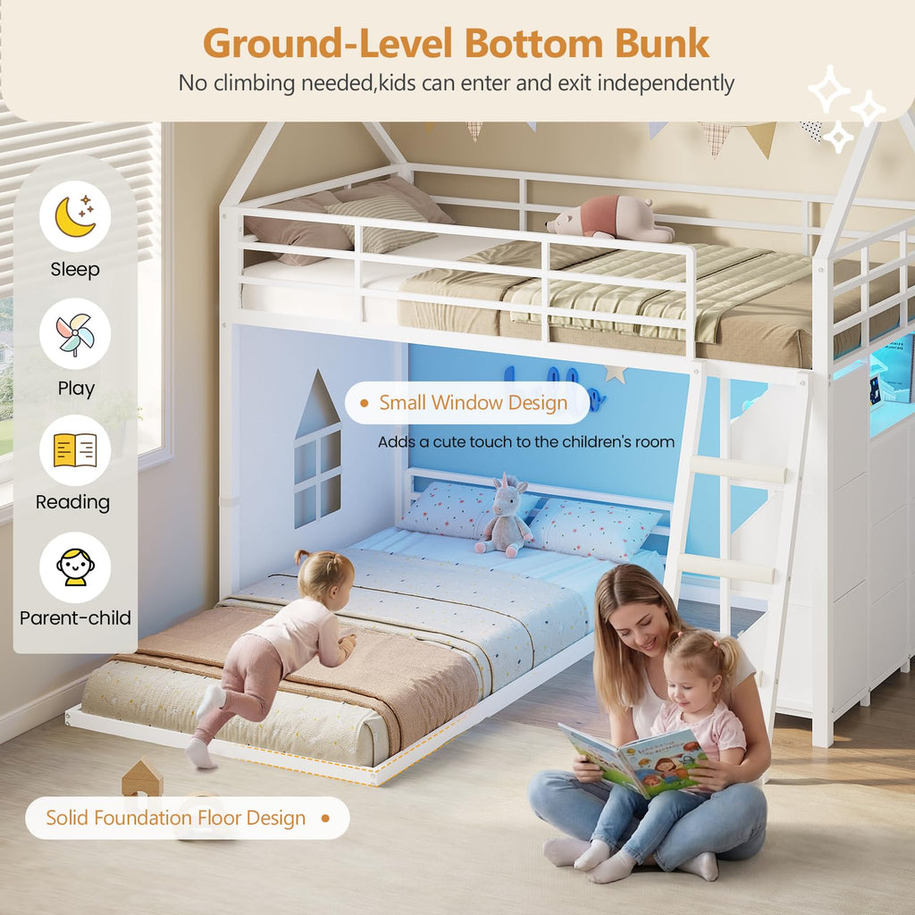 Twin Over Twin Bunk Bed with 6 Storage Drawers S233