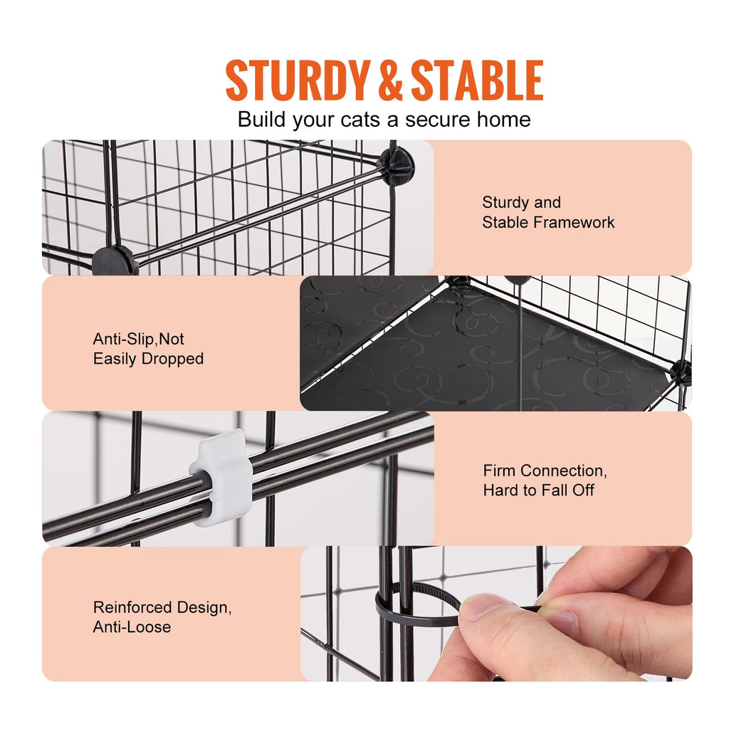 4-Tier Metal Wire Cat Cage with Hammock Ramp O700