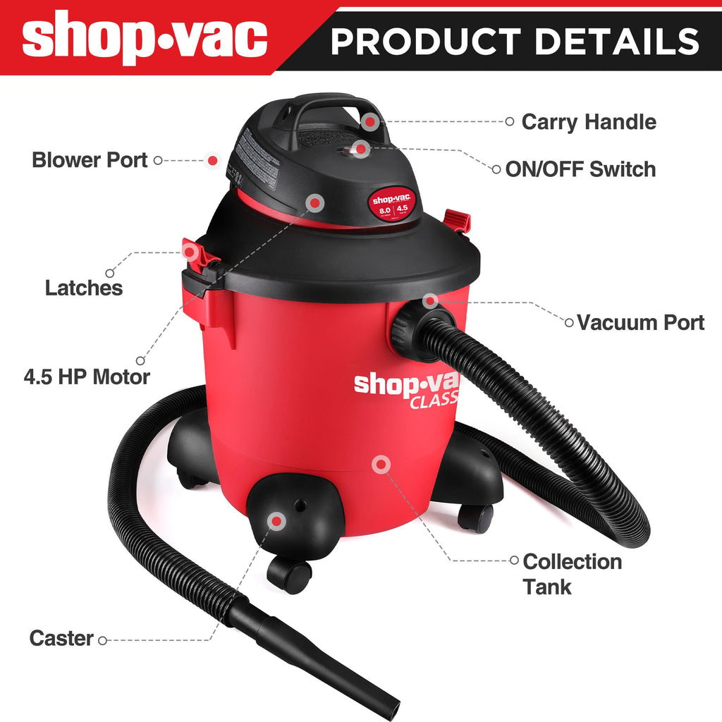 8 Gallon 4.5-Peak HP Wet/Dry Vacuum T89392