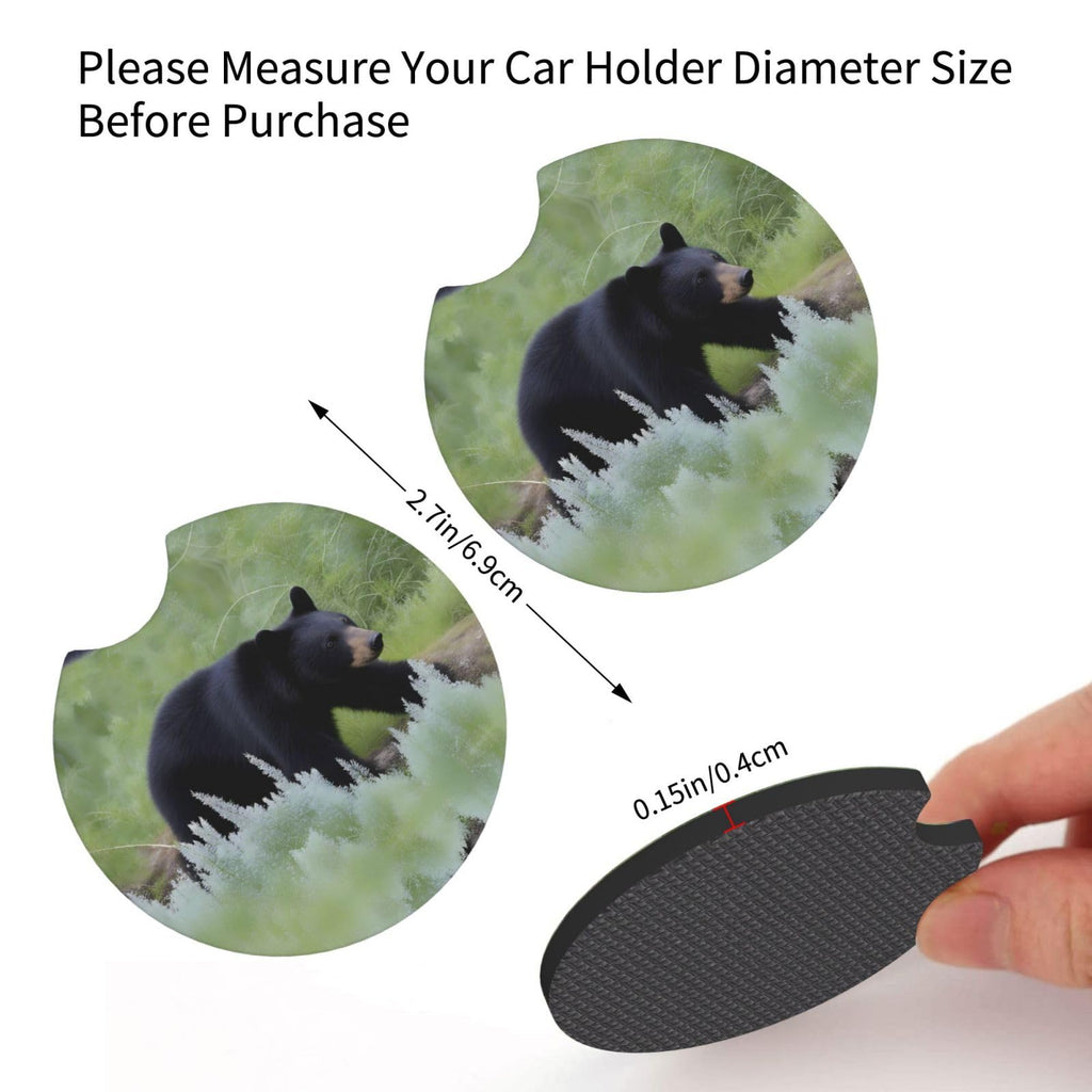 Black Bear Rubber Car Coasters Set of 2 U249110