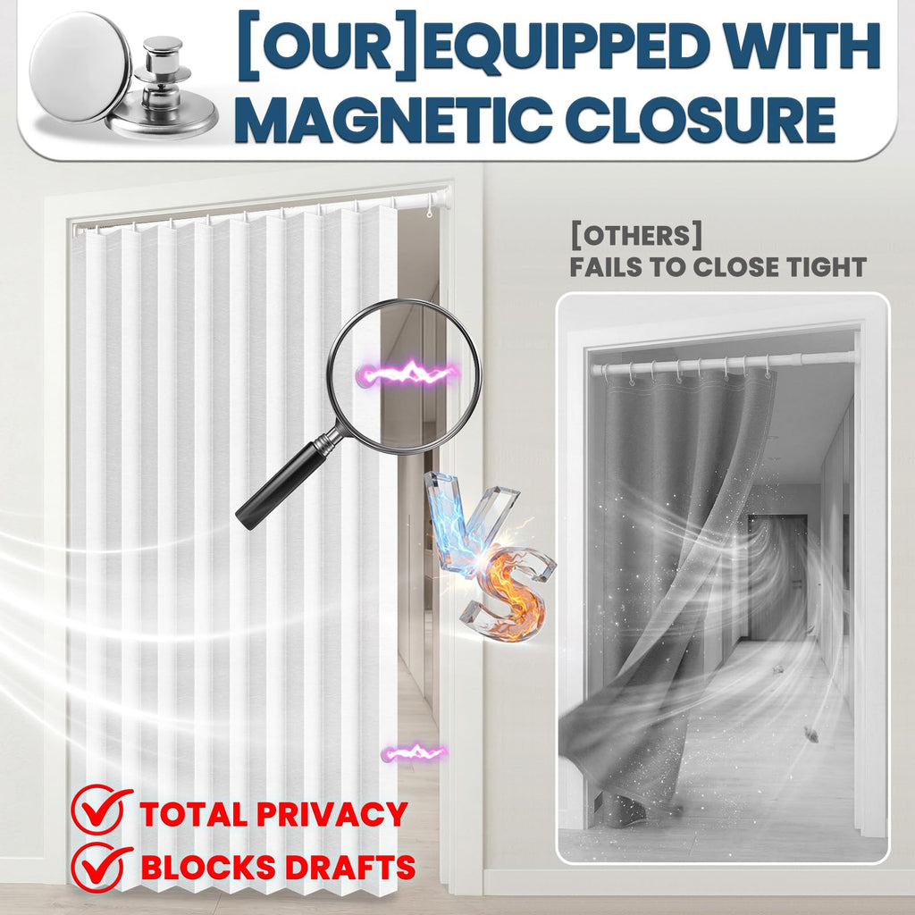 Blackout Magnetic Door Curtain with Curtain Rods 42 W x 78 L White N306927