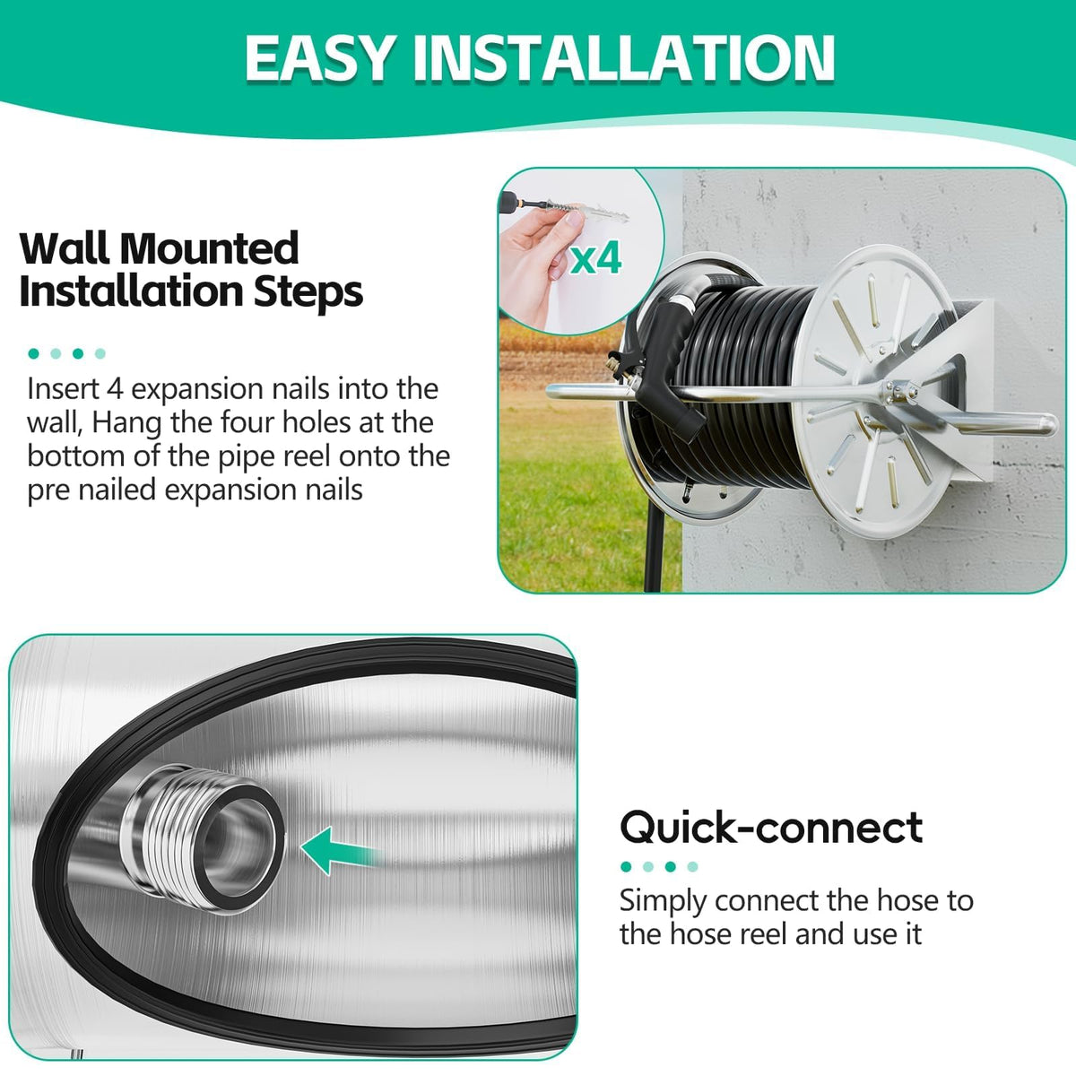 Garden Hose Reel 5/8In 75ft Capacity P408