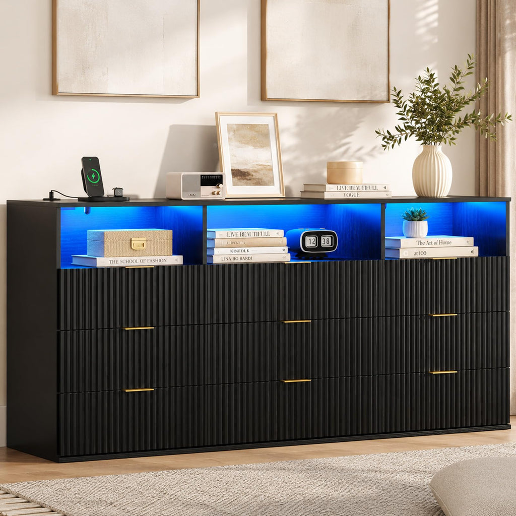 9 Drawer Dresser with 3 Open Cubbies L407532