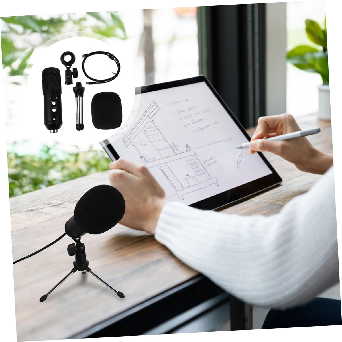 USB Condenser Microphone with Tripod Stand and USB Cable B250