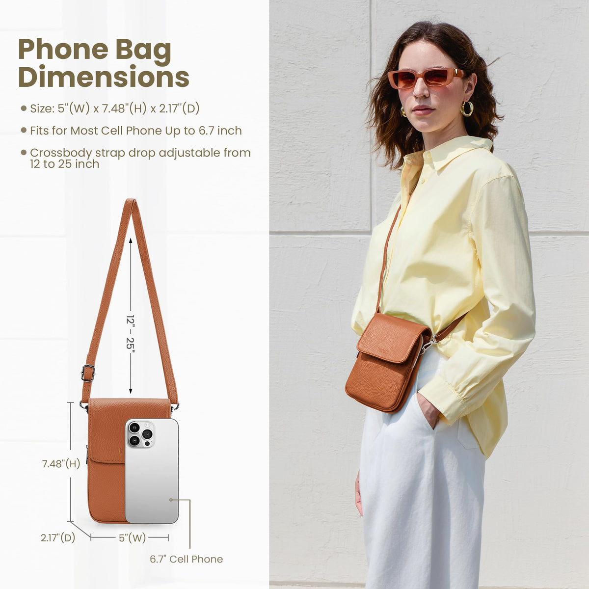 Genuine Leather Crossbody Bag with RFID Blocking Card Slots Q824958