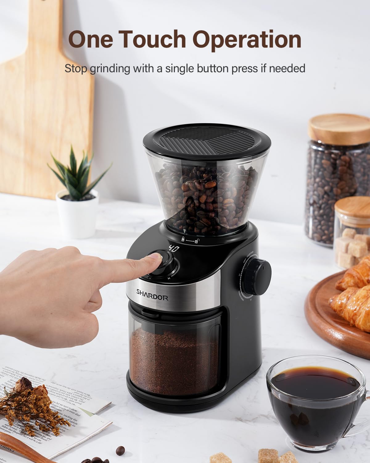 Electric Burr Coffee Grinder with 32 Grinding Sizes E77035