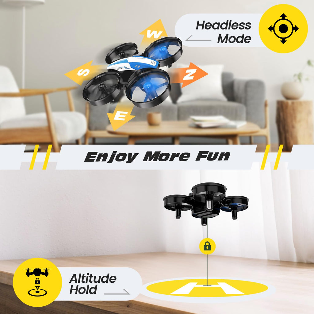 Mini Drone RC Nano Quadcopter with Auto Hovering 3D Flips and 3 Batteries Blue Y450355