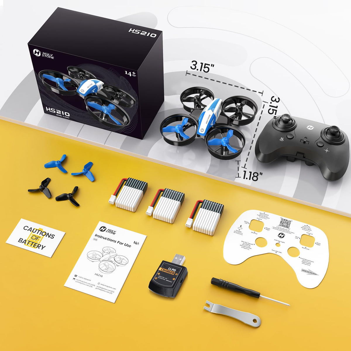 Mini Drone RC Nano Quadcopter with Auto Hovering 3D Flips and 3 Batteries Blue Y450355