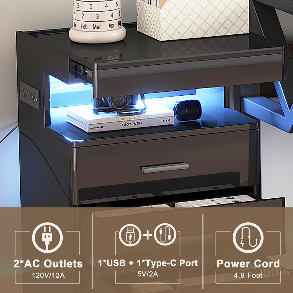 Led Nightstand with Charging Station Q273631