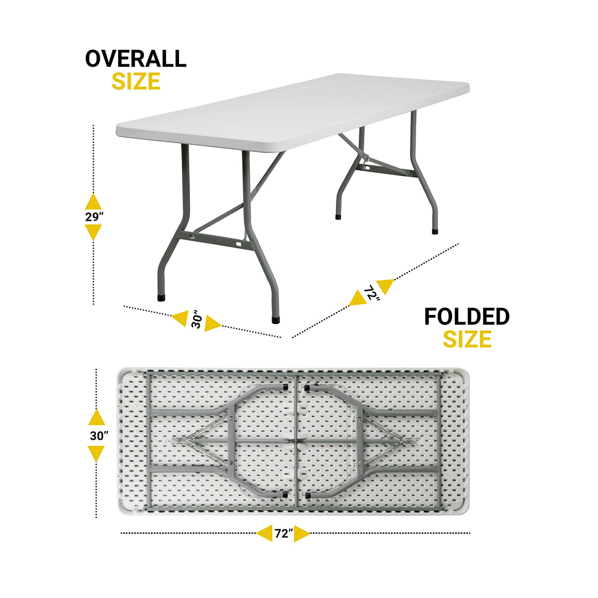 6-Foot Heavy Duty Plastic Folding Table with Carrying Handles B4217