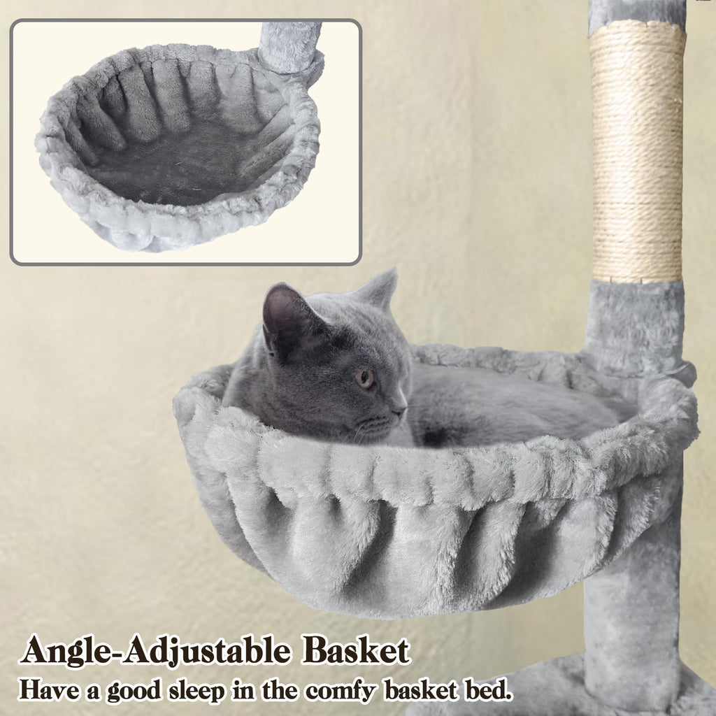 70" Light Gray Cat Tree Tower with Sisal Scratching Post Z184