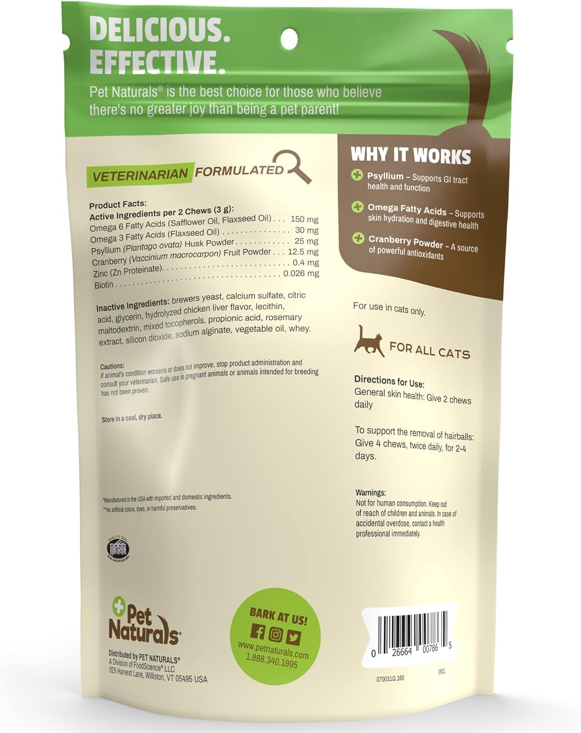 Chicken 160 Count Hairball Soft Chews for Cats W153