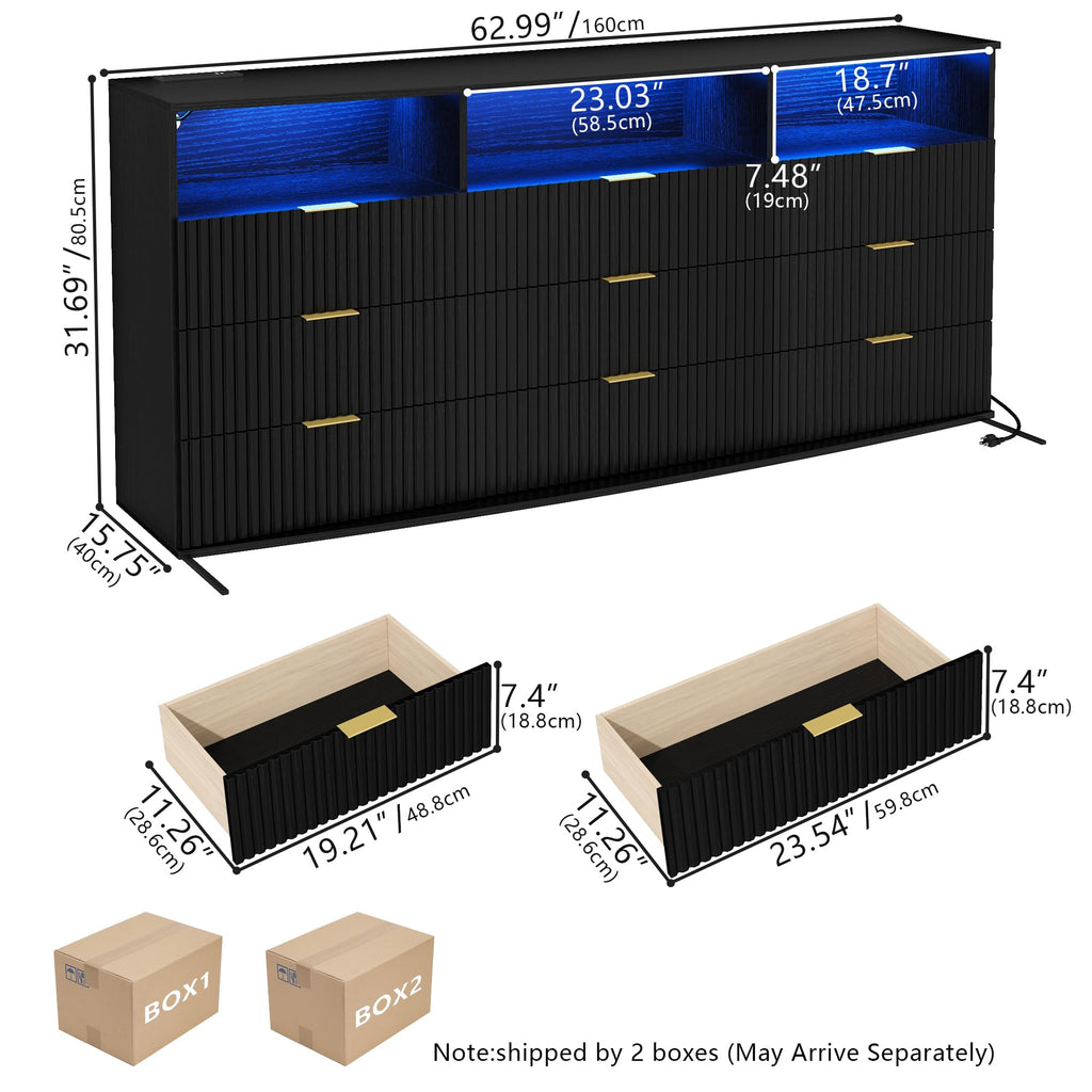 9 Drawer Dresser with 3 Open Cubbies L407532