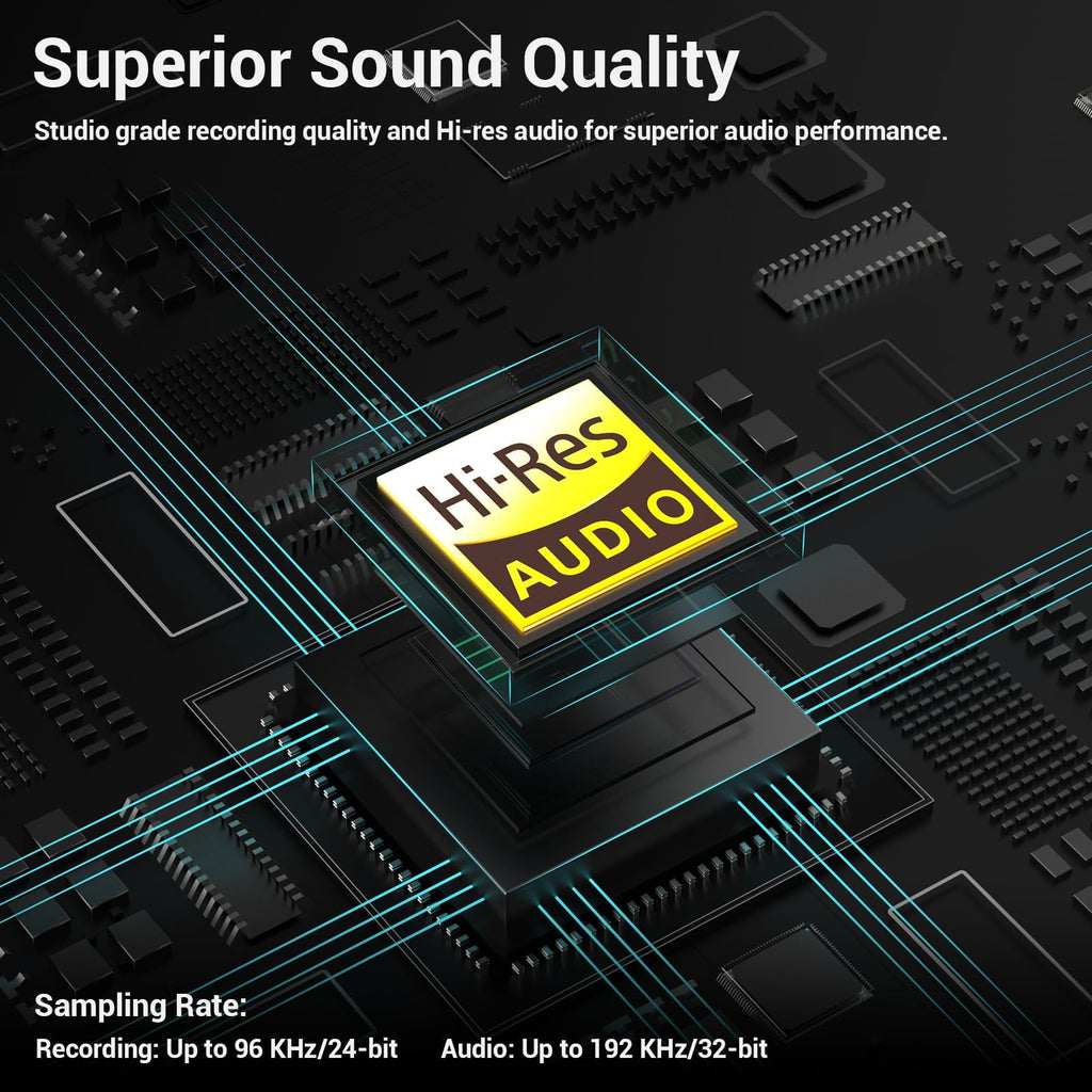 USB Audio Interface with Stereo Microphone Input and Headphone Jack D66319
