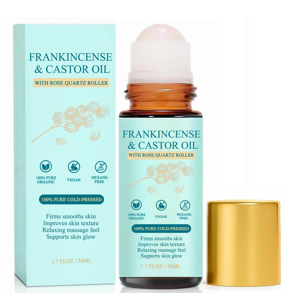 Cold-Pressed Castor Oil Roll On with Rose Quartz Stone 1.7 fl oz T864046