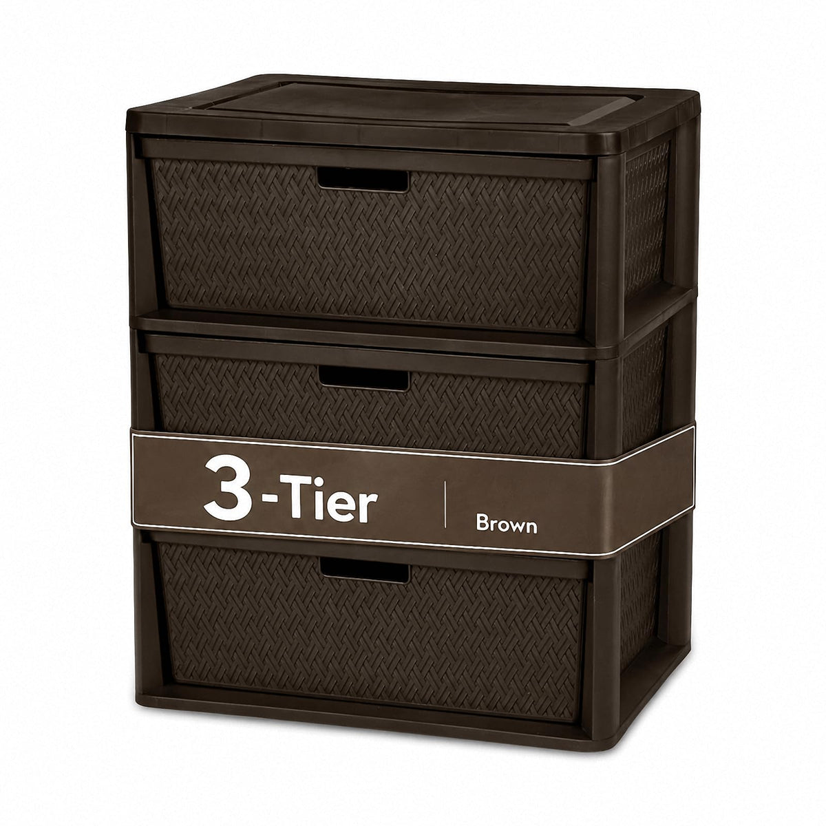 Brown 3 Drawer Plastic Storage Organizer F647890
