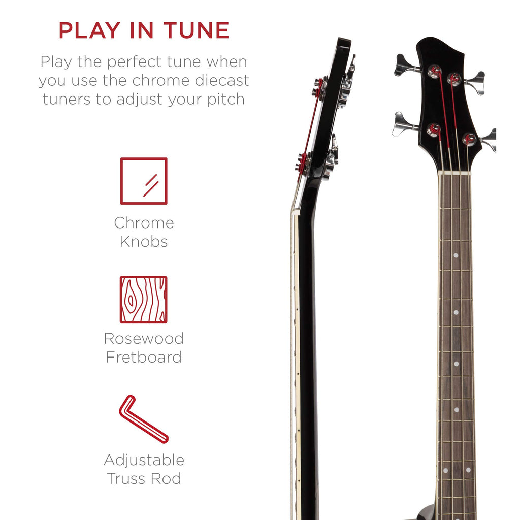 Full Size 4 String Black Acoustic Electric Bass Guitar N14620