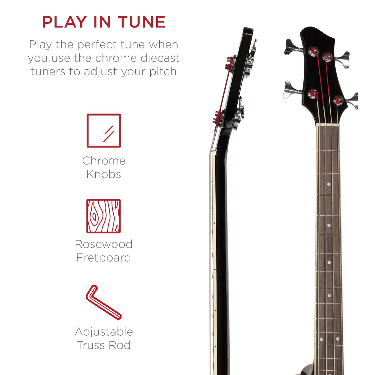 Full Size 4 String Black Acoustic Electric Bass Guitar N14620
