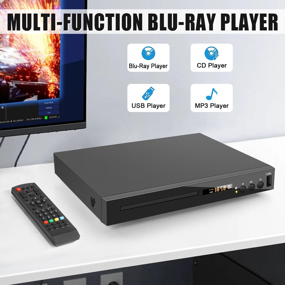 Blu Ray DVD CD Player with HDMI AV Coaxial Output B213
