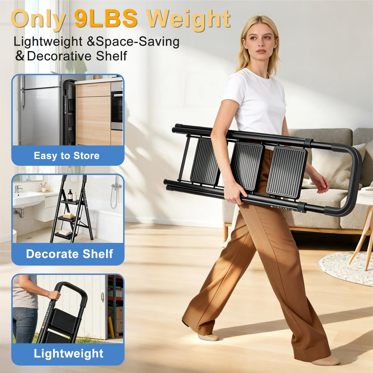 Folding Step Stool with Handrail H618