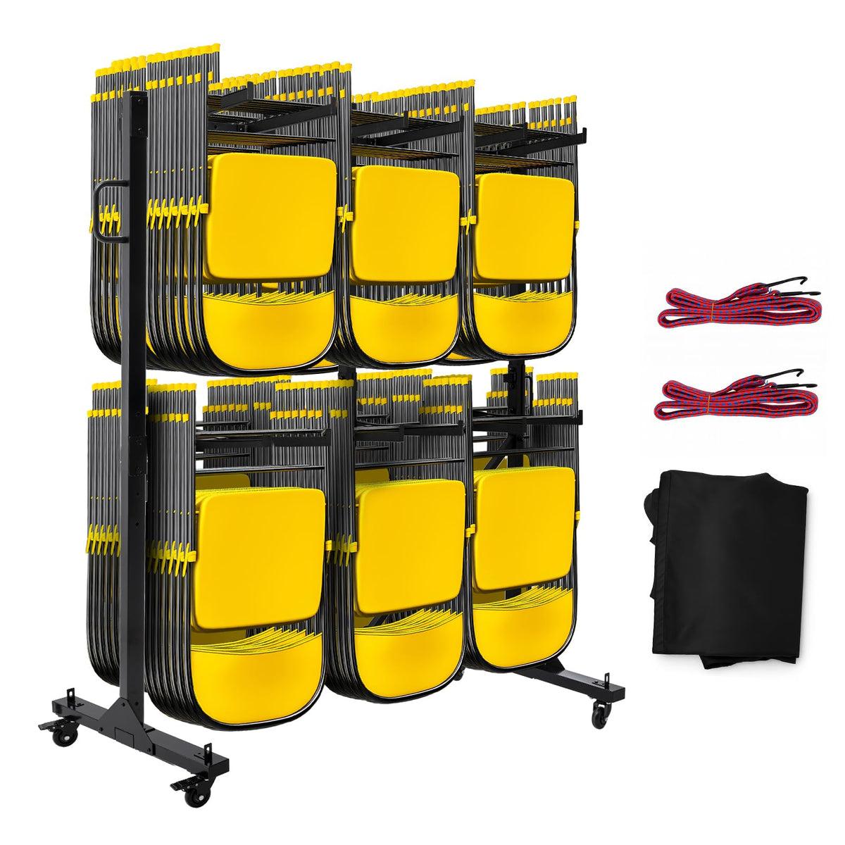 2-Tier Heavy Duty Folding Chair Cart with Wheels N3678