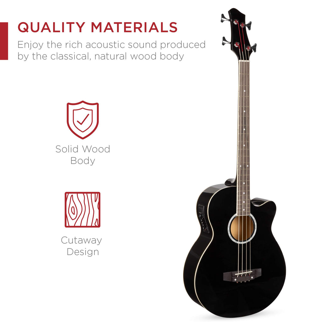 Full Size 4 String Black Acoustic Electric Bass Guitar N14620