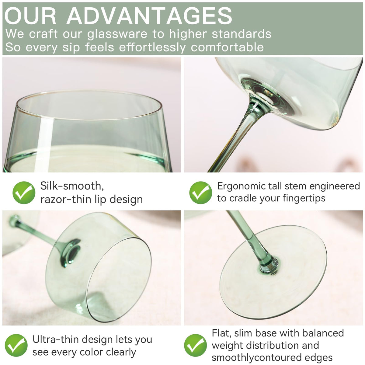 Hand Blown Colored Coupe Glasses Set of 6 Y419896