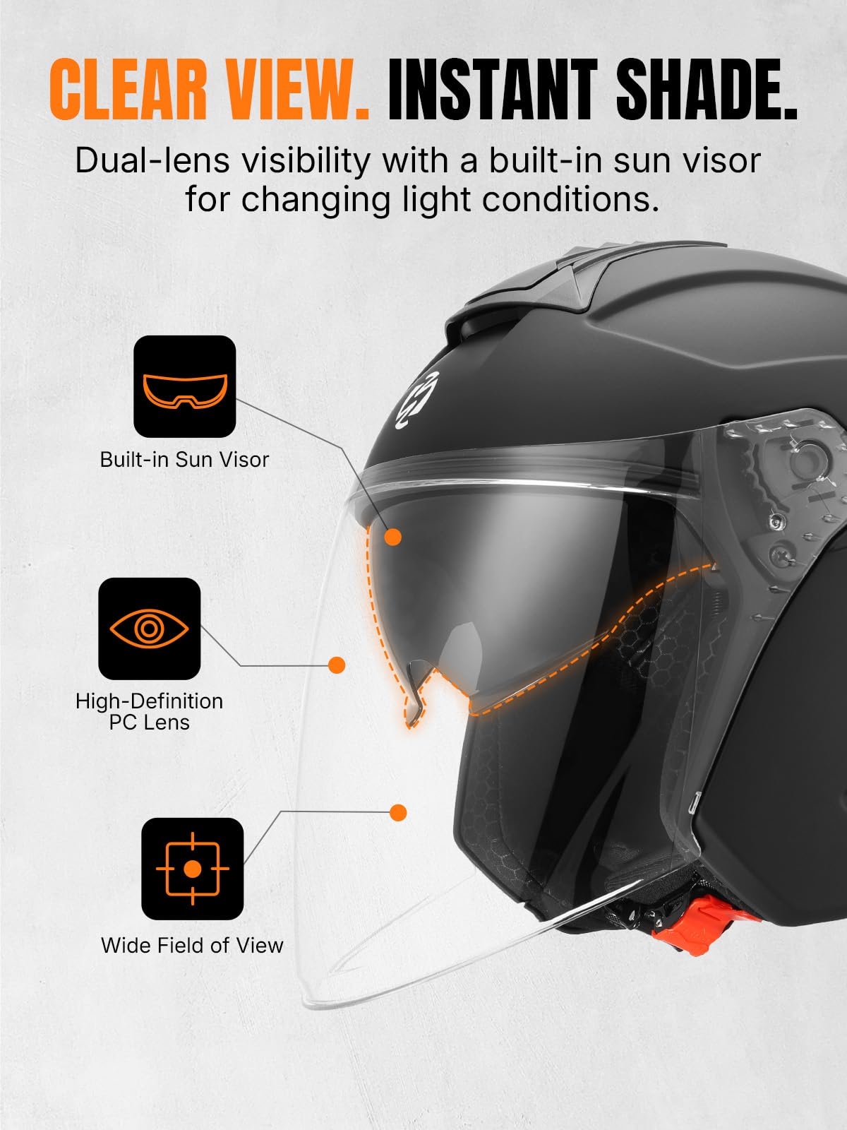 3/4 Motorcycle Helmet DOT Approved Open Face C9533