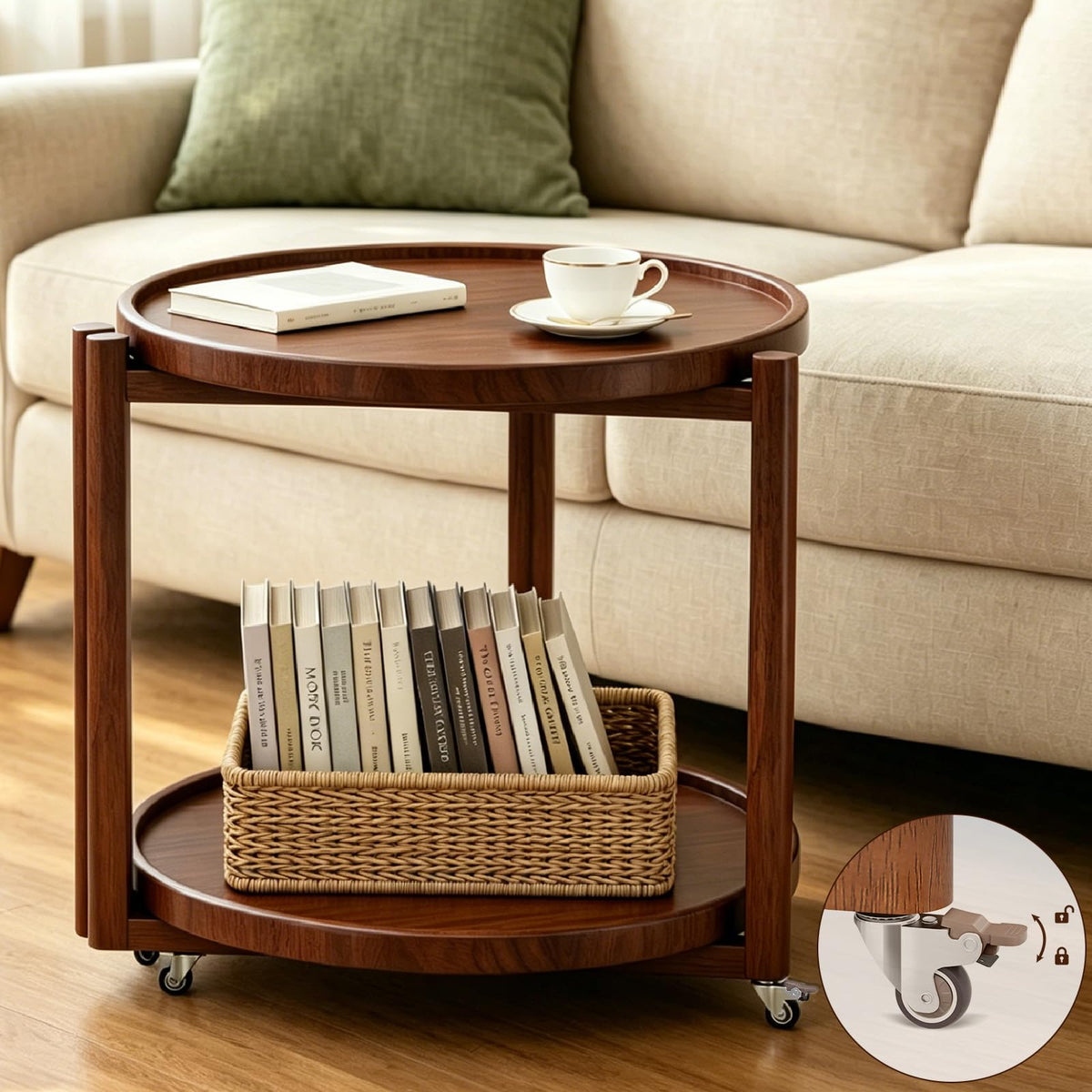 Rolling Side Table with Wheels E1081