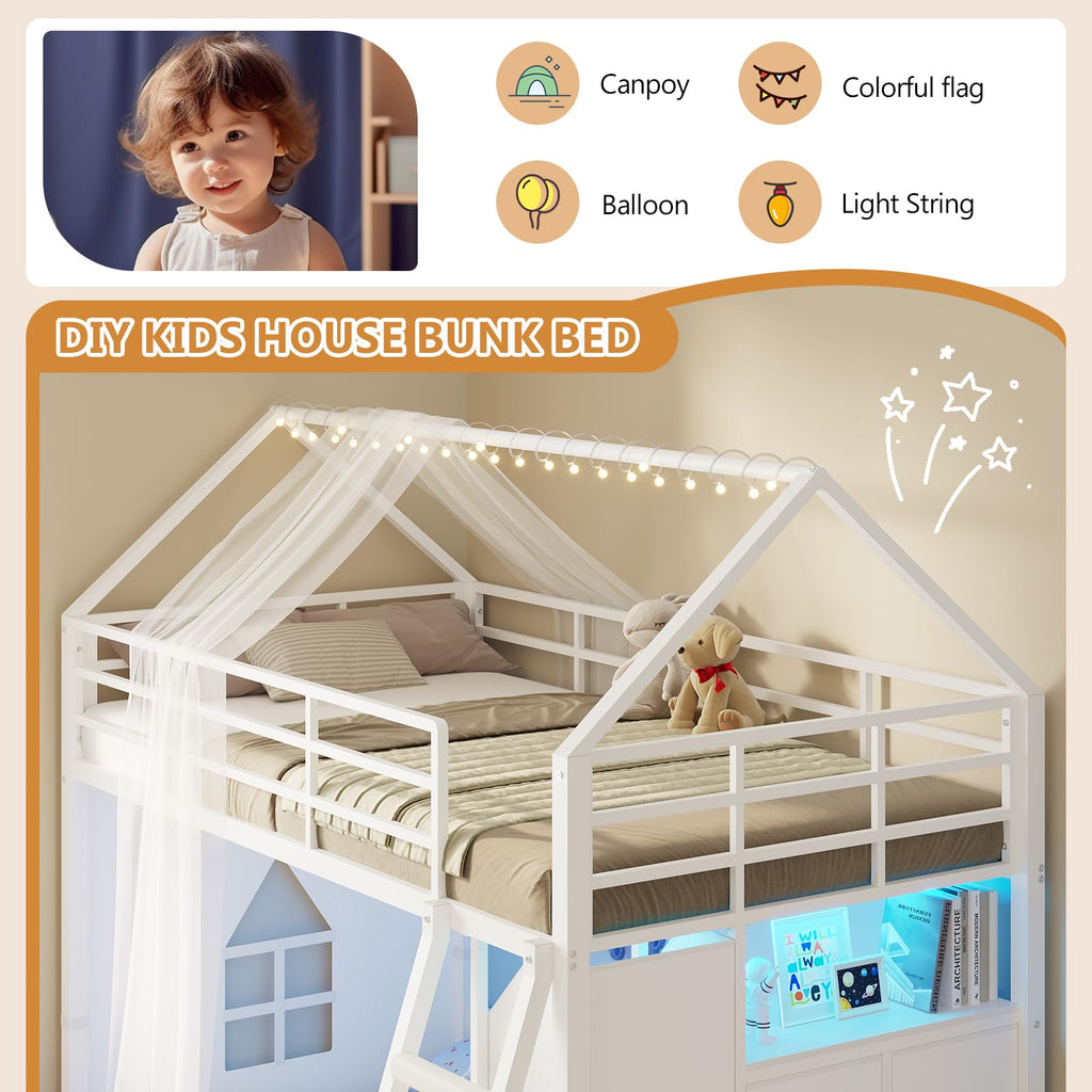 Twin Over Twin Bunk Bed with 6 Storage Drawers S233