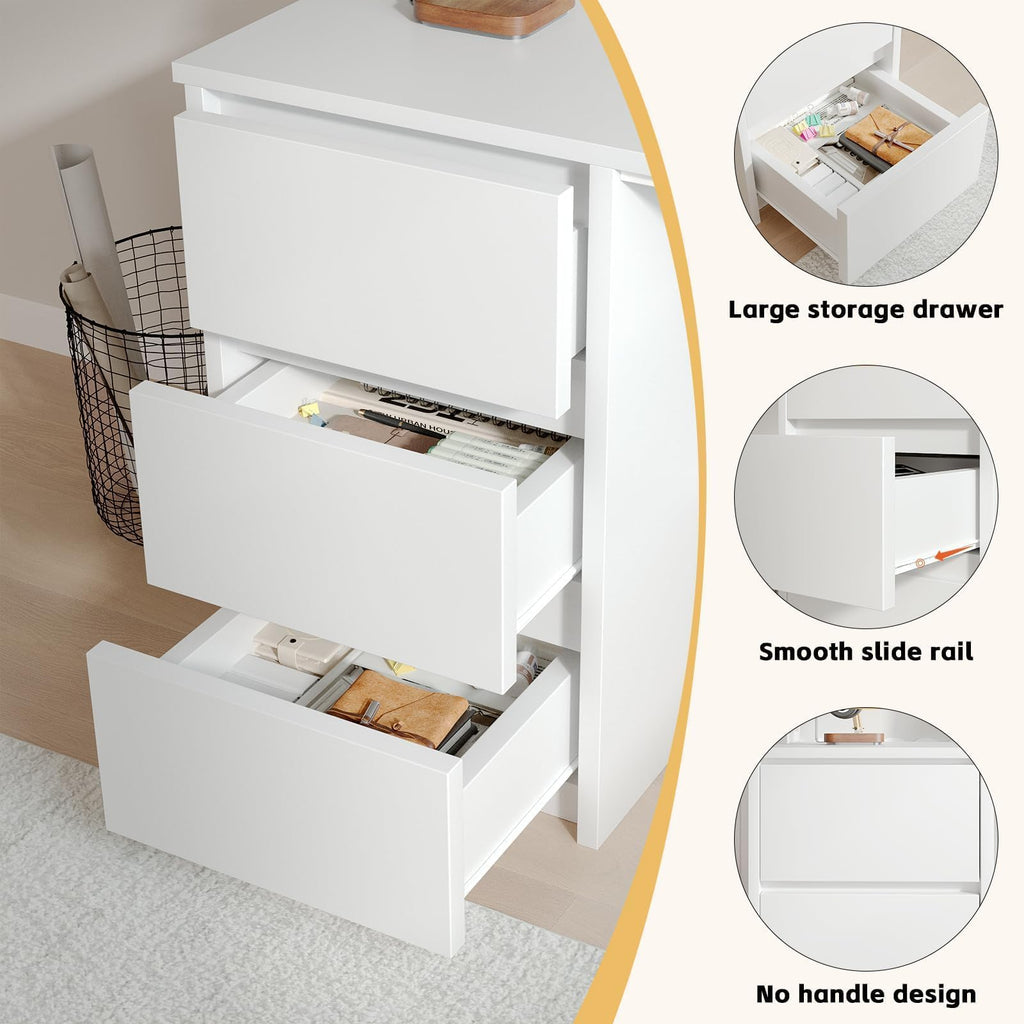 White Desk with Hutch, 47 Inch Computer Desk with 3 Drawers M95026