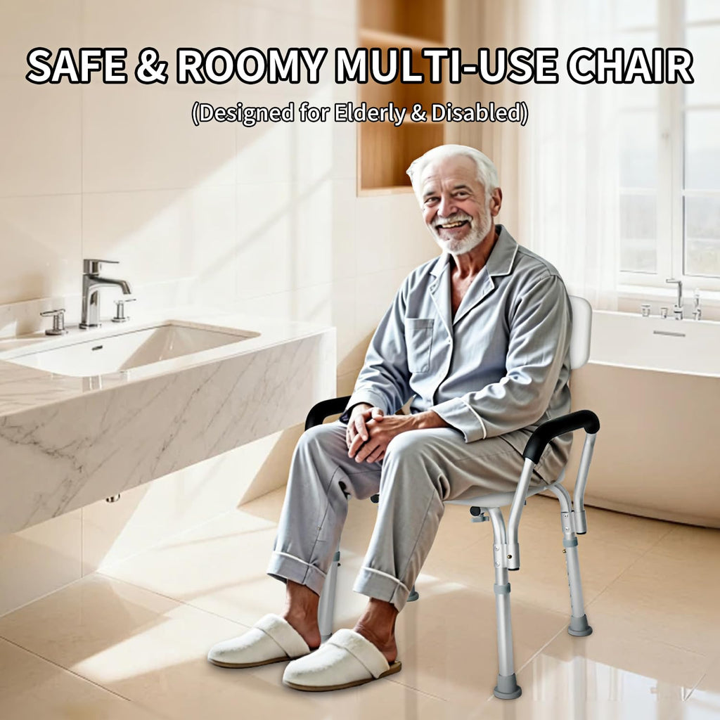 Extra Wide 300 lbs Capacity Shower Chair with Arms & Back N9723