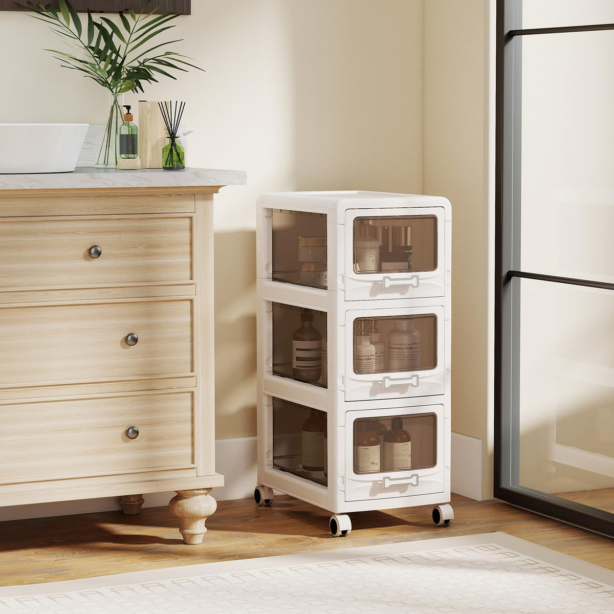 3 Tier Rolling Storage Cart with Drawers Y173864