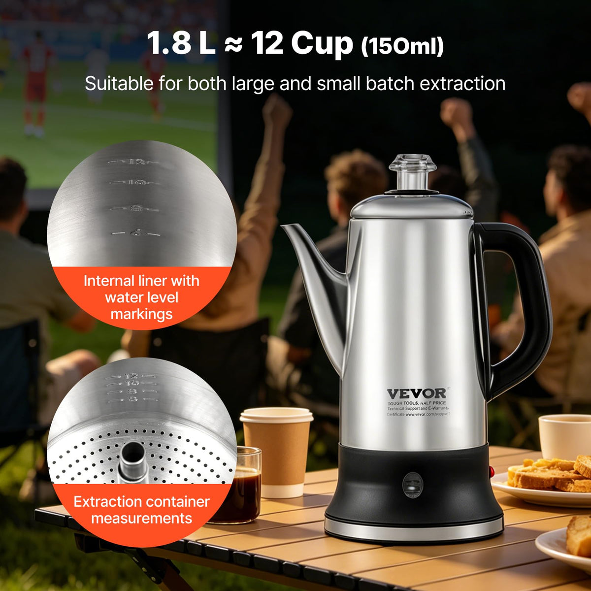 12-Cup Stainless Steel Electric Percolator Coffee Pot W887