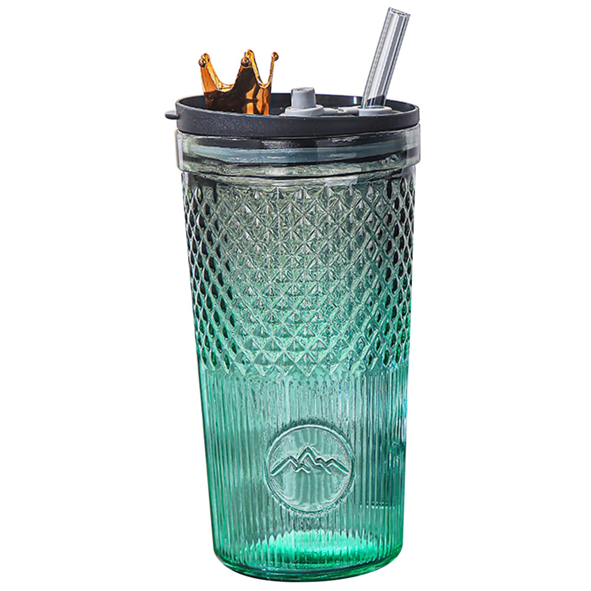 20Oz Glass Tumbler with Straw and Lid E26871