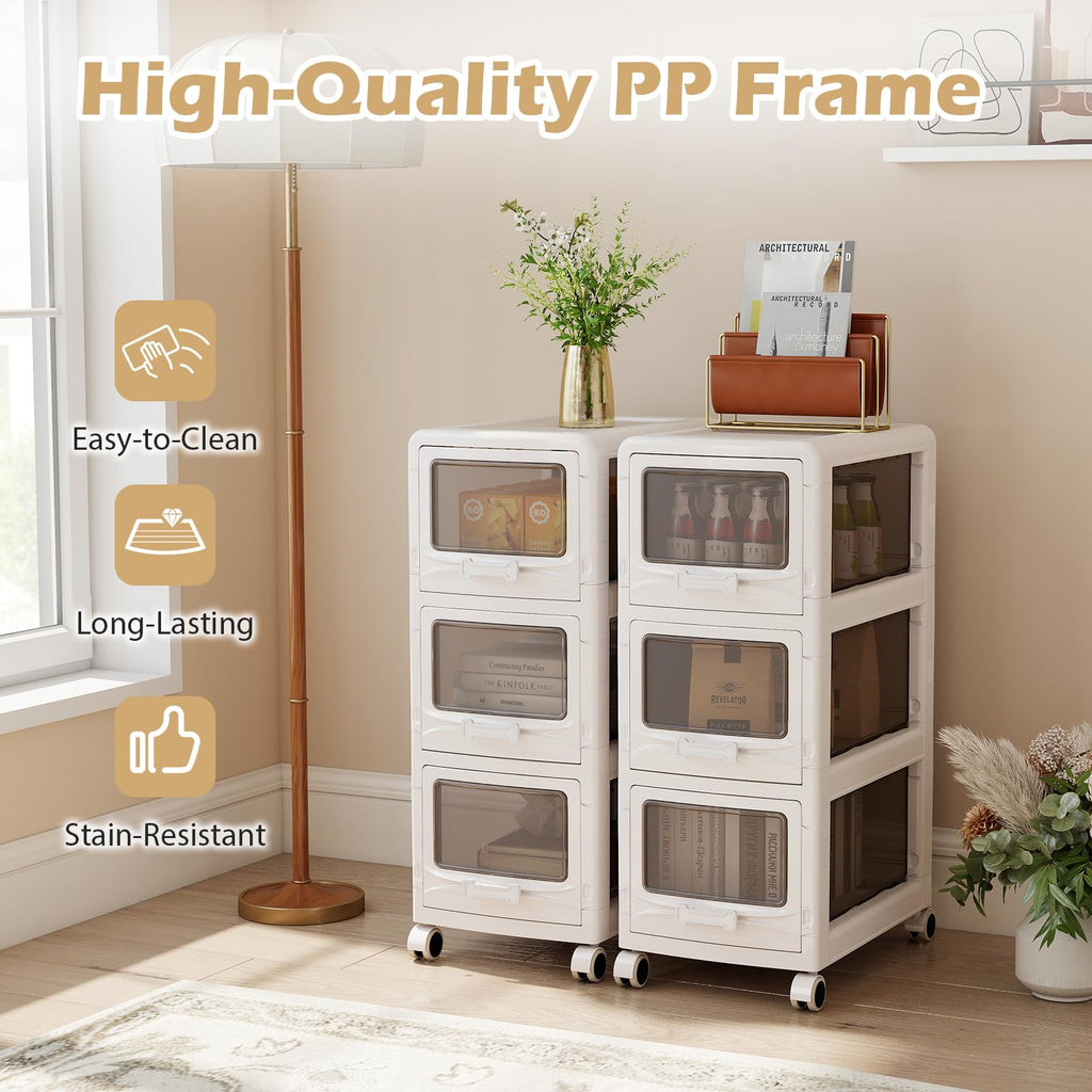 3 Tier Rolling Storage Cart with Drawers Y173864