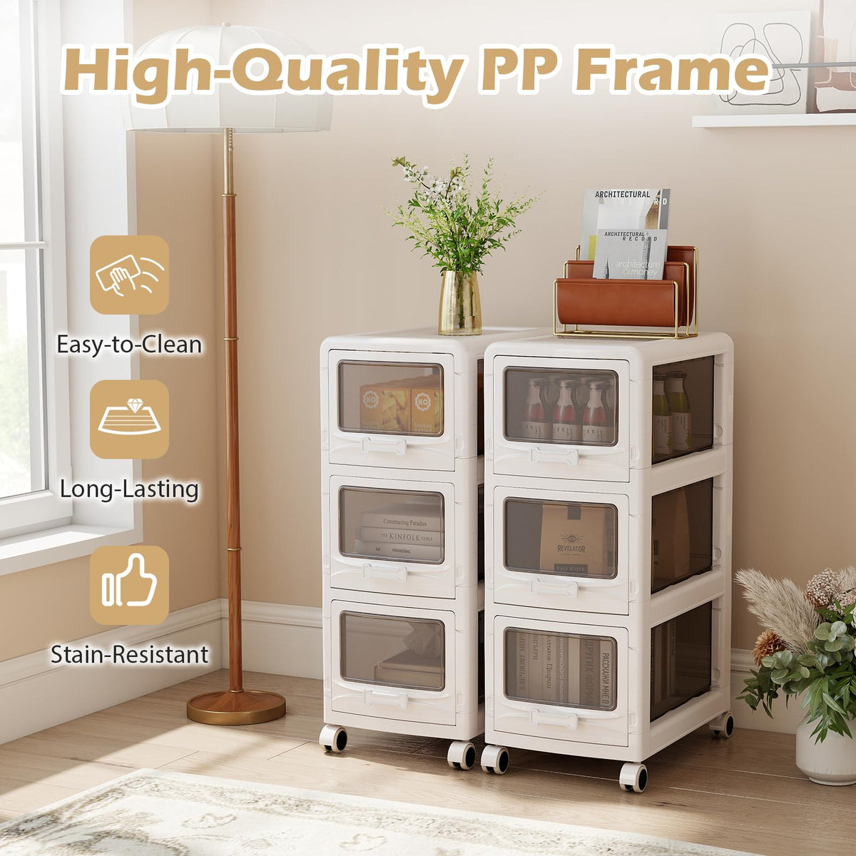3 Tier Rolling Storage Cart with Drawers Y173864