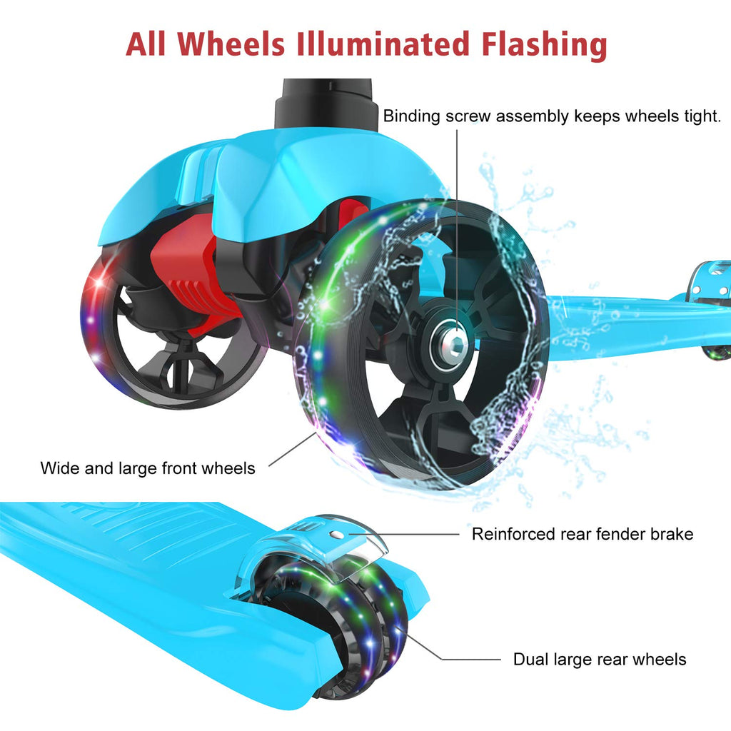 Kick Scooter with Light-Up Wheels and Adjustable Heights D2618