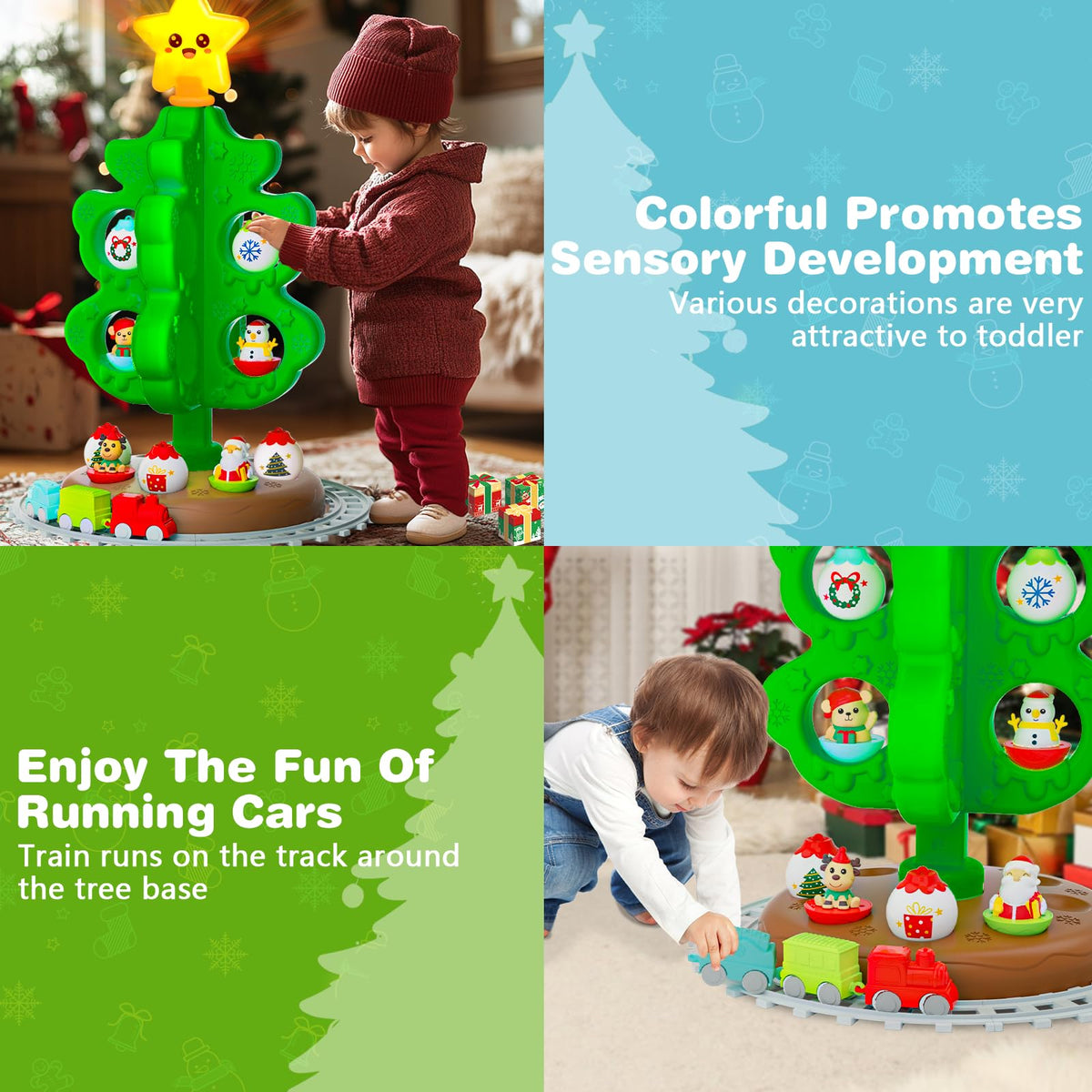 Light Up Musical Christmas Tree Toy Set with Ornaments J80337